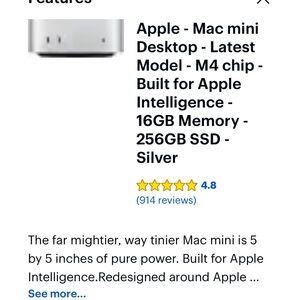 Apple Mac Mini new in box 16GB memory M4 chip